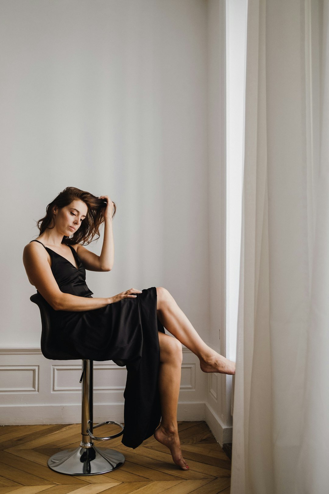Studio portrait of a French woman in her thirties, interior stylist